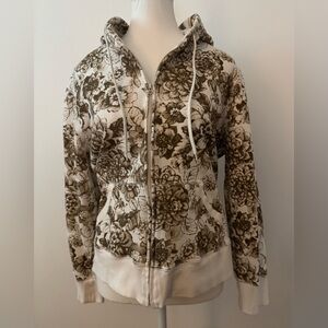 Laura Scott Floral Hooded Full Zipper Jacket Size Petite Large